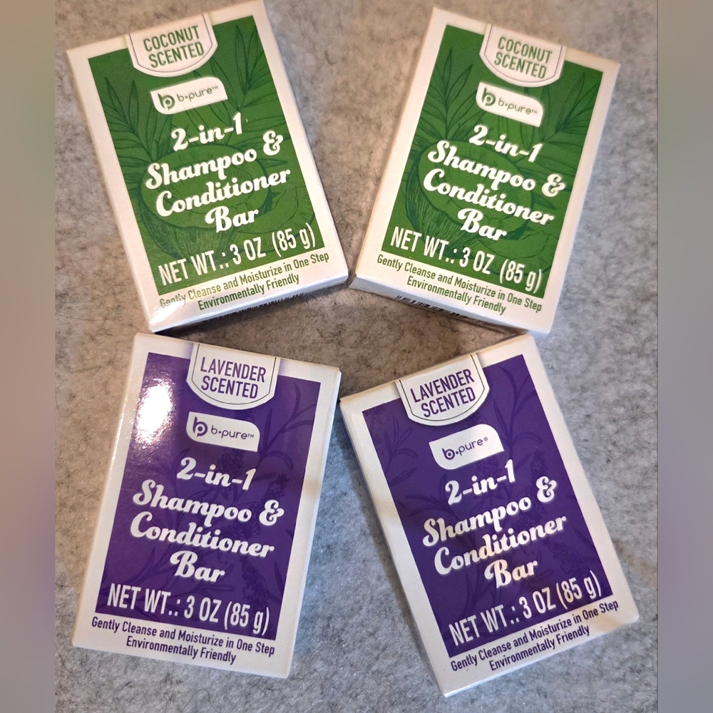 B.Pure 2-in-2 Shampoo & Conditioner Bar (3oz) Bundle-Pack of 4